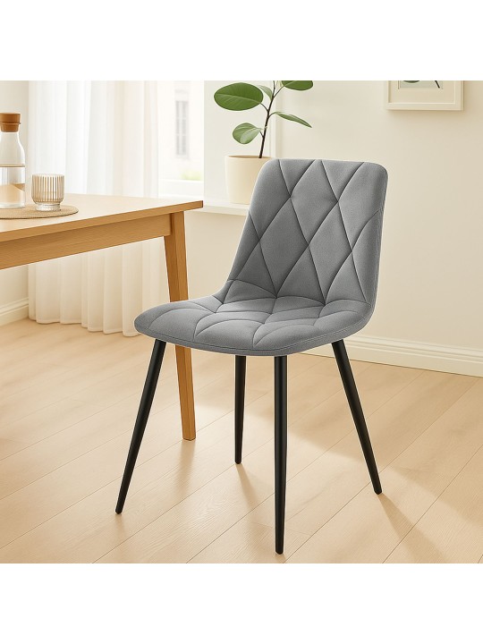 Lot de 2 chaises de salle à manger Clairton velours, gris foncé