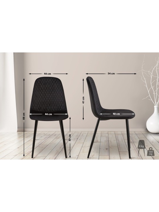 Chaise Giverny velours, noir Chaise Giverny velours, noir