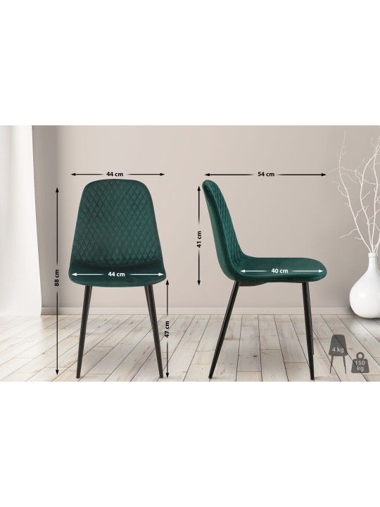 Chaise Giverny velours, vert
