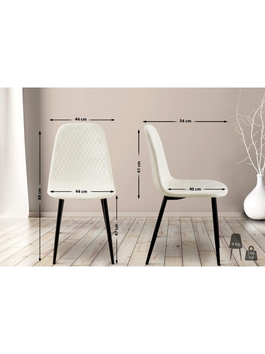 Chaise Giverny velours, blanc crème Chaise Giverny velours, blanc crème
