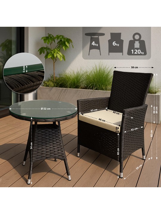 Groupe de sièges Fireda, brun foncé