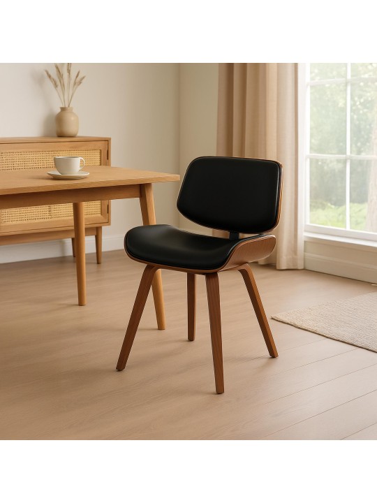 Chaise visiteur Beverley simili cuir, noyer/noir