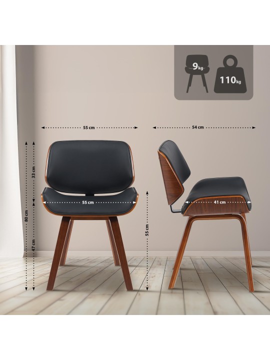 Chaise visiteur Beverley simili cuir, noyer/noir