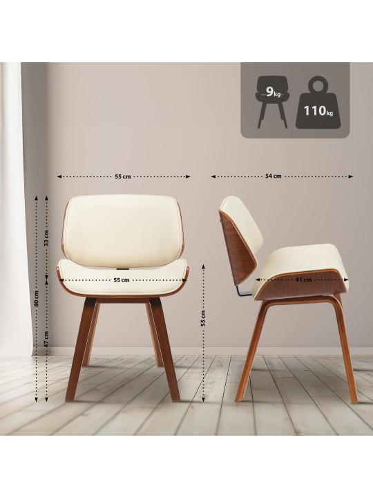 Chaise visiteur Beverley simili cuir, noyer/crème Chaise visiteur Beverley simili cuir, noyer/crème