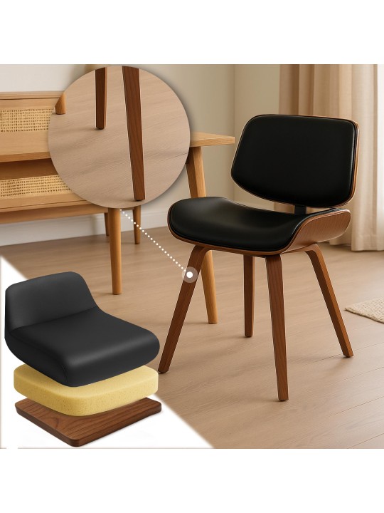 Chaise visiteur Beverley simili cuir, noyer/noir