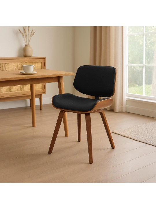 Chaise visiteur Beverley tissu, noyer/noir