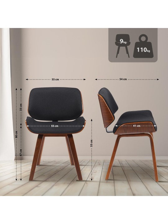 Chaise visiteur Beverley tissu, noyer/noir