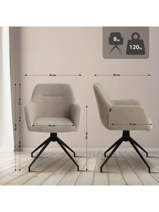 Chaise de salle à manger Merlinda tissu Teddy, taupe Chaise de salle à manger Merlinda tissu Teddy, taupe