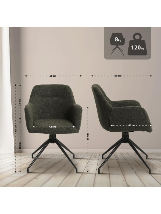 Chaise de salle à manger Merlinda tissu Teddy, vert foncé Chaise de salle à manger Merlinda tissu Teddy, vert foncé