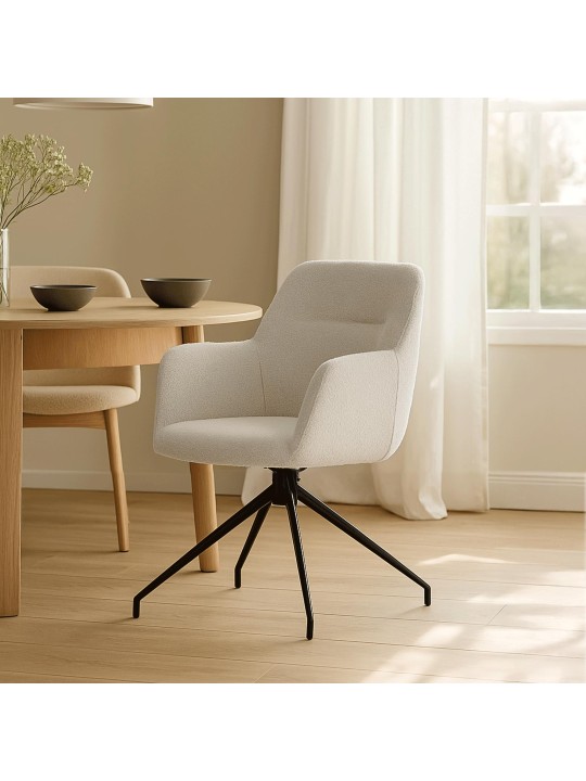 Chaise de salle à manger Merlinda tissu Teddy, crème Chaise de salle à manger Merlinda tissu Teddy, crème
