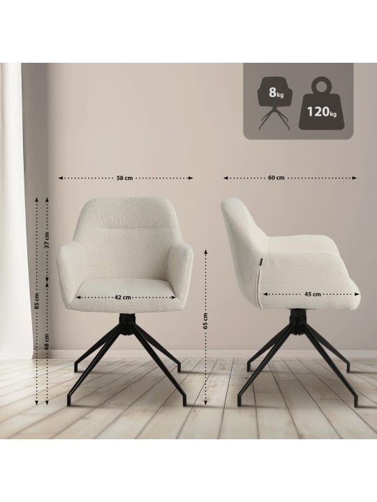 Chaise de salle à manger Merlinda tissu Teddy, crème Chaise de salle à manger Merlinda tissu Teddy, crème