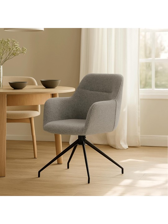 Chaise de salle à manger Merlinda tissu Teddy, gris