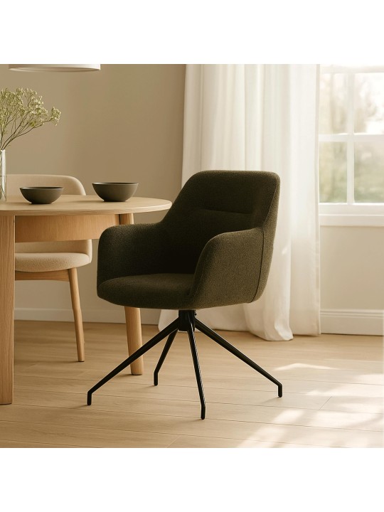 Chaise de salle à manger Merlinda tissu Teddy, vert foncé Chaise de salle à manger Merlinda tissu Teddy, vert foncé