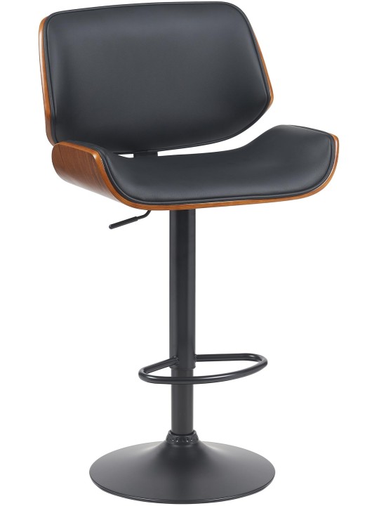 Tabouret de bar Beverley B simili cuir, noyer/noir