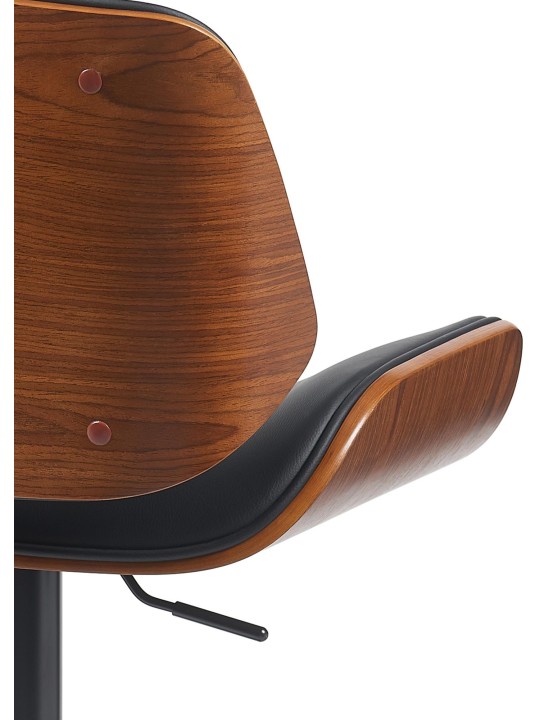 Tabouret de bar Beverley B simili cuir, noyer/noir