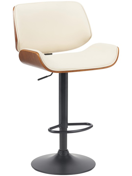 Tabouret de bar Beverley B simili cuir, noyer/crème