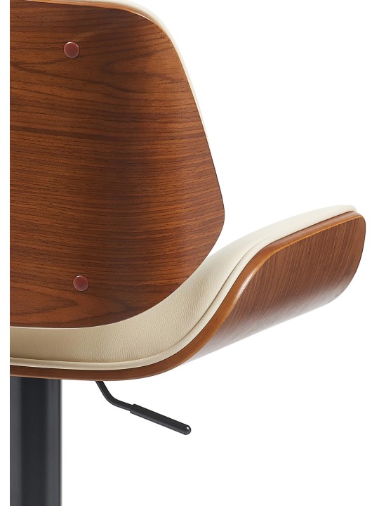 Tabouret de bar Beverley B simili cuir, noyer/crème