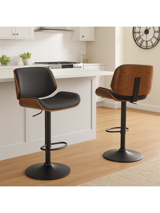 Tabouret de bar Beverley B tissu, noyer/noir