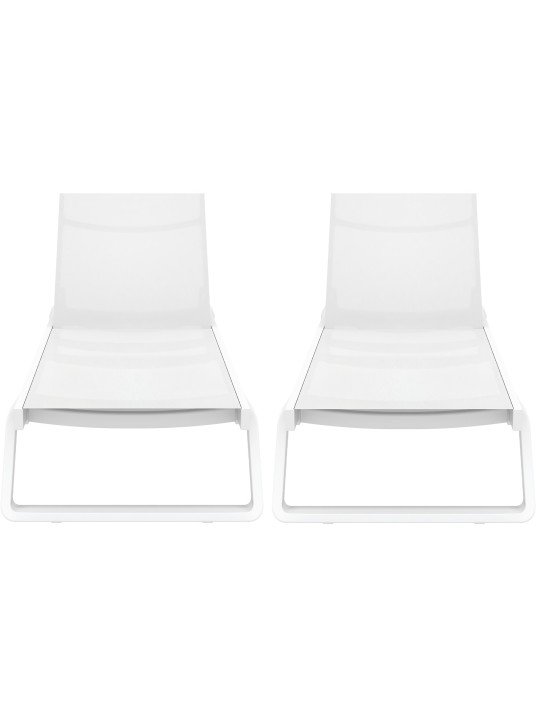 Lot de 2 bains de soleil Tropic, blanc