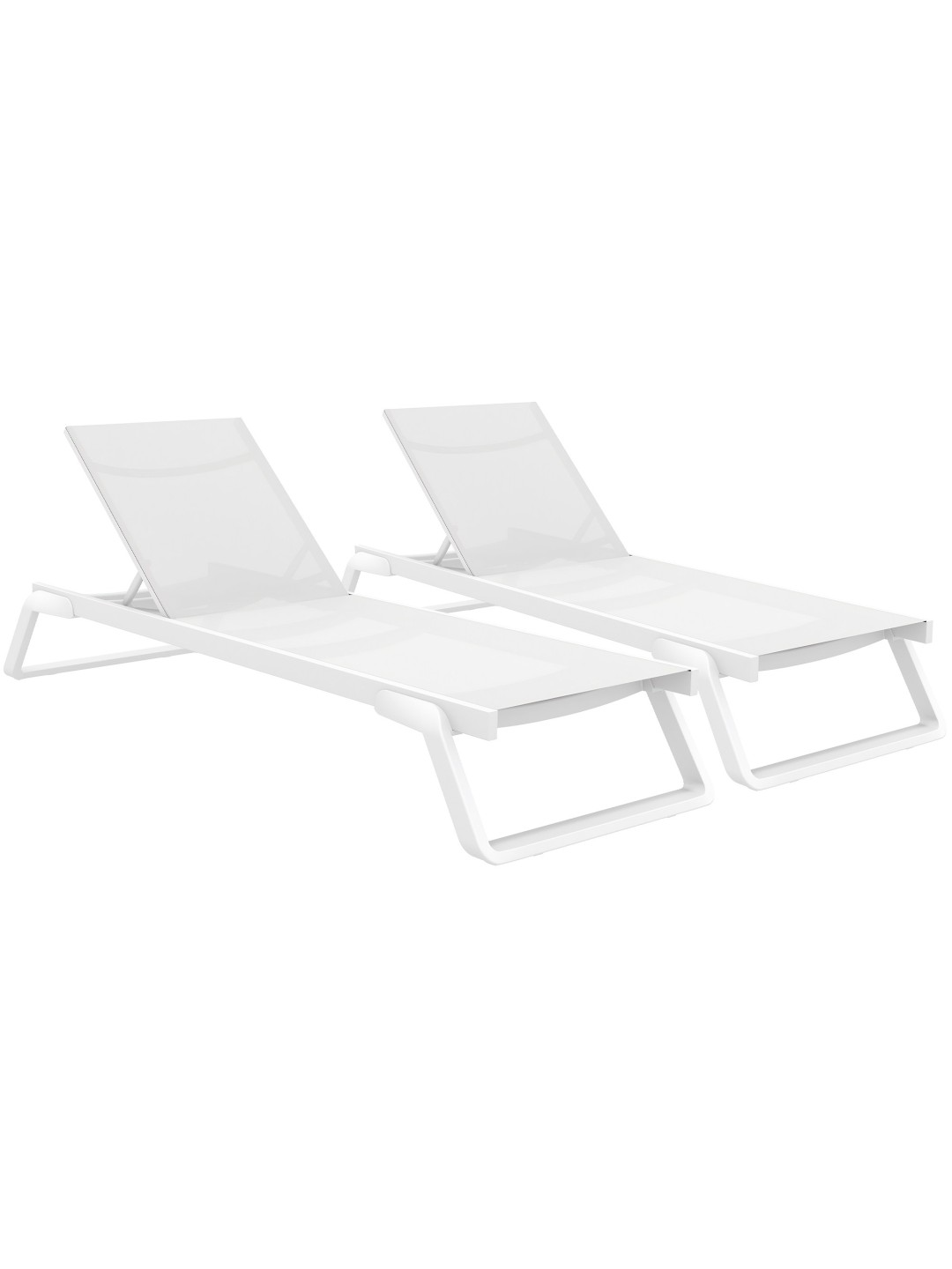 Lot de 2 bains de soleil Tropic, blanc
