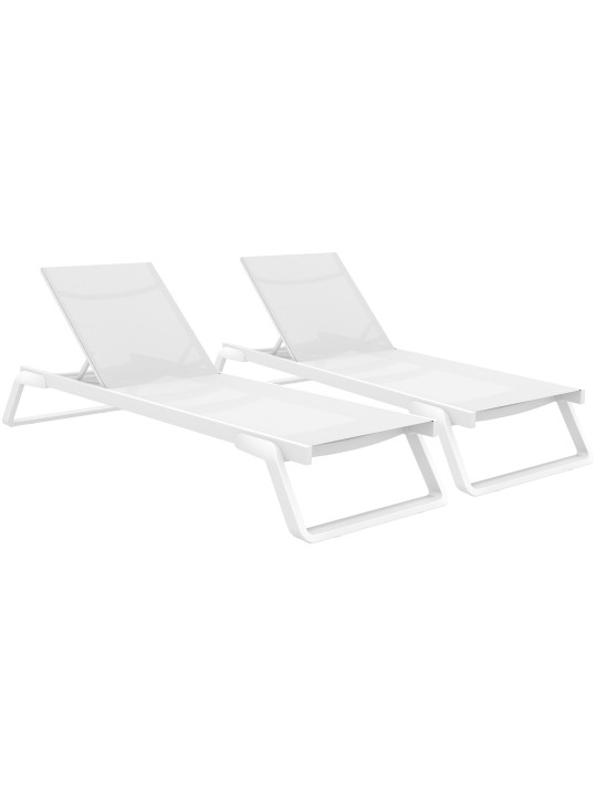 Lot de 2 bains de soleil Tropic, blanc