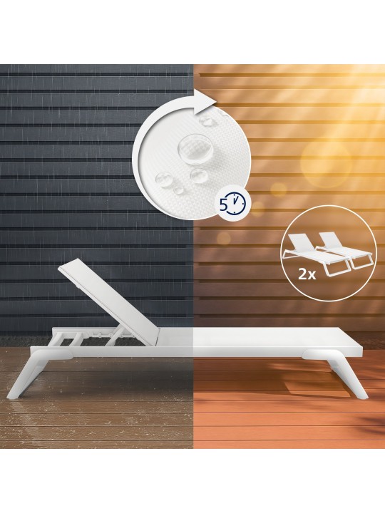 Lot de 2 bains de soleil Tropic, blanc