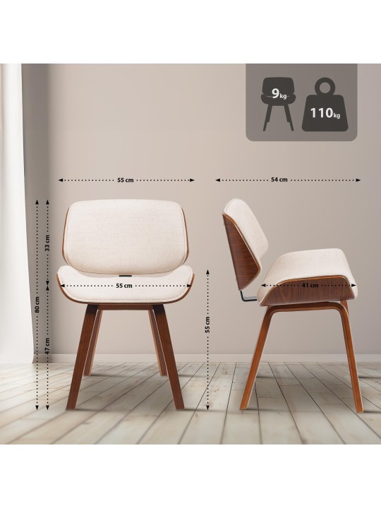 Chaise visiteur Beverley tissu, noyer/crème