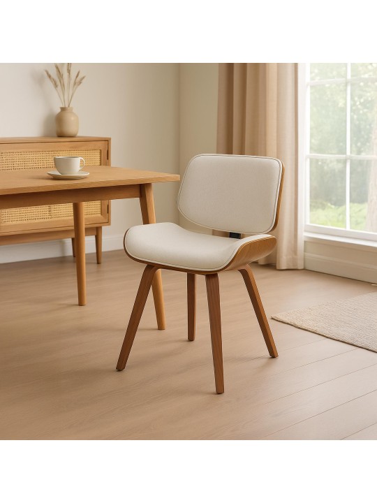 Chaise visiteur Beverley tissu, noyer/crème