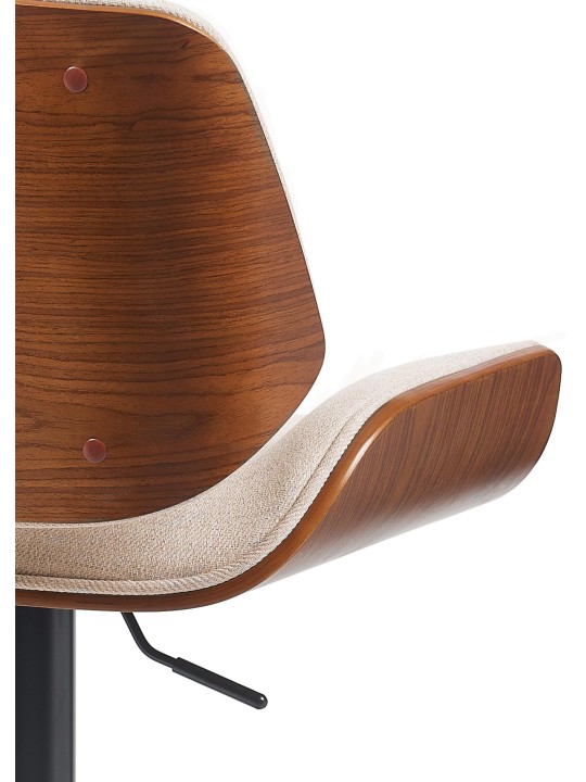 Tabouret de bar Beverley B tissu, noyer/crème