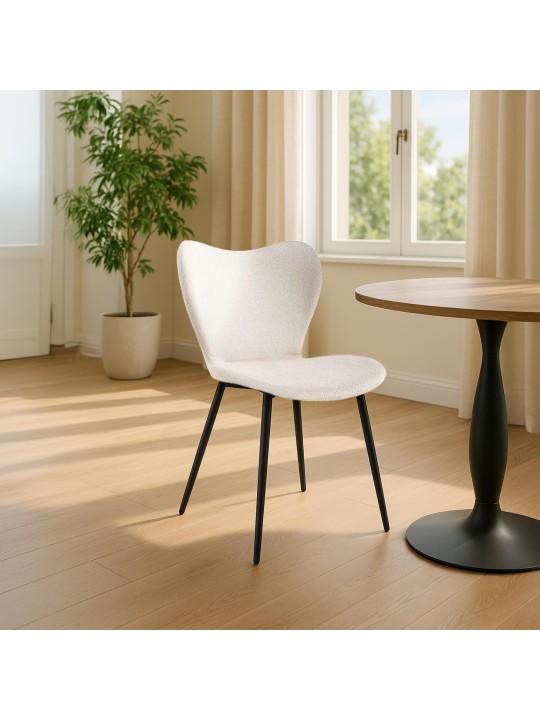 Chaise de salle à manger Maika tissu, crème
