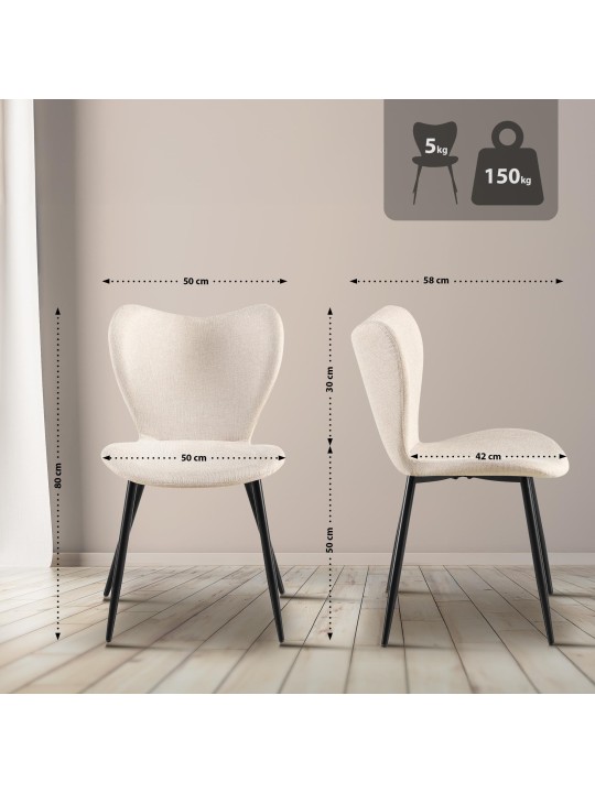 Chaise de salle à manger Maika tissu, crème