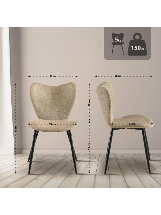 Chaise de salle à manger Maika tissu, taupe Chaise de salle à manger Maika tissu, taupe