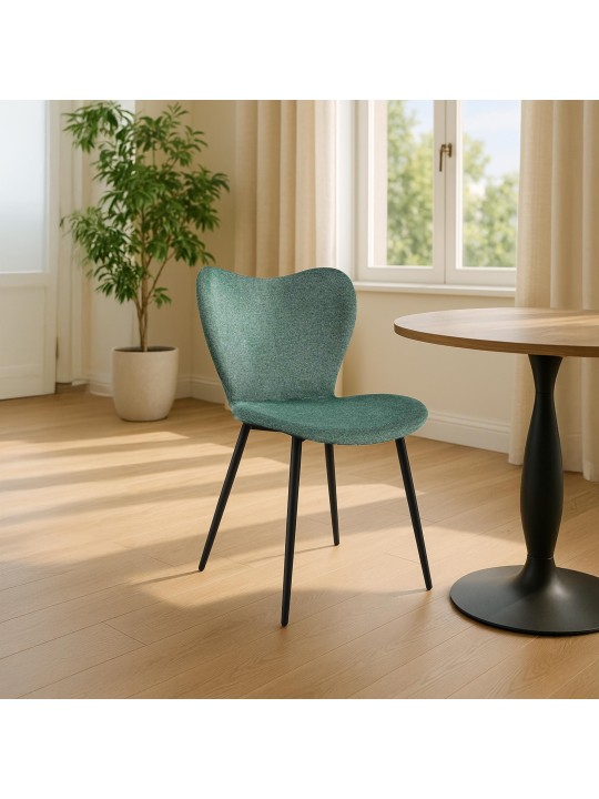 Chaise de salle à manger Maika tissu, vert