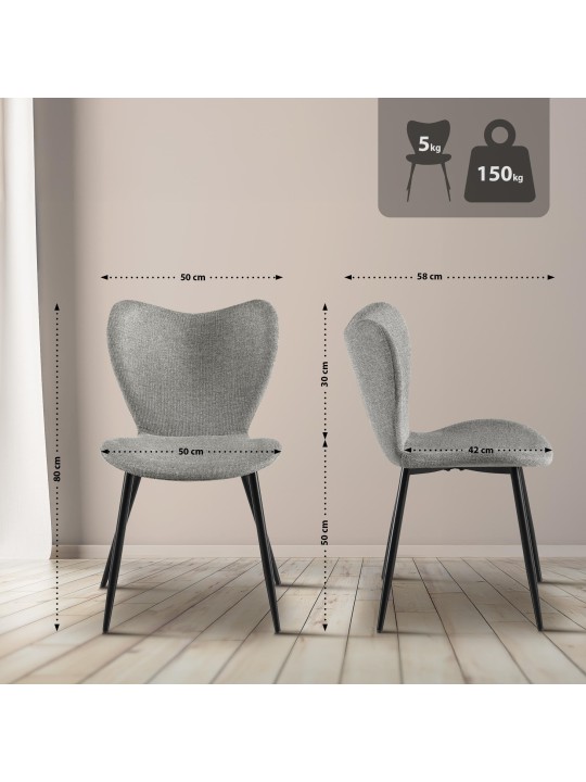 Chaise de salle à manger Maika tissu, gris