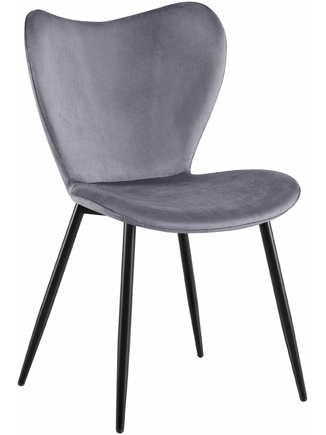 Chaise de salle à manger Maika velours, gris foncé