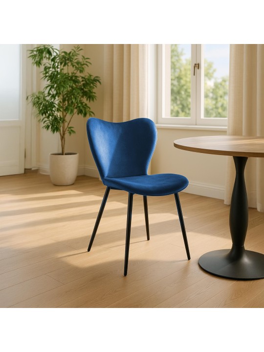 Chaise de salle à manger Maika velours, bleu foncé Chaise de salle à manger Maika velours, bleu foncé
