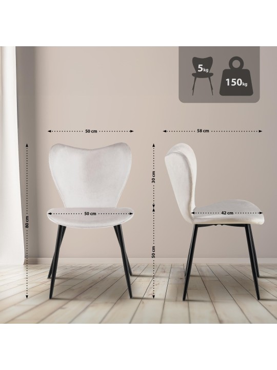 Chaise de salle à manger Maika velours, gris Chaise de salle à manger Maika velours, gris