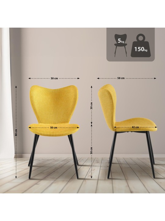 Chaise de salle à manger Maika tissu, jaune Chaise de salle à manger Maika tissu, jaune
