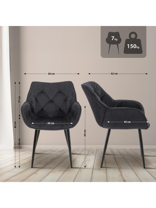 Chaise Tanna Velours, noir Chaise Tanna Velours, noir