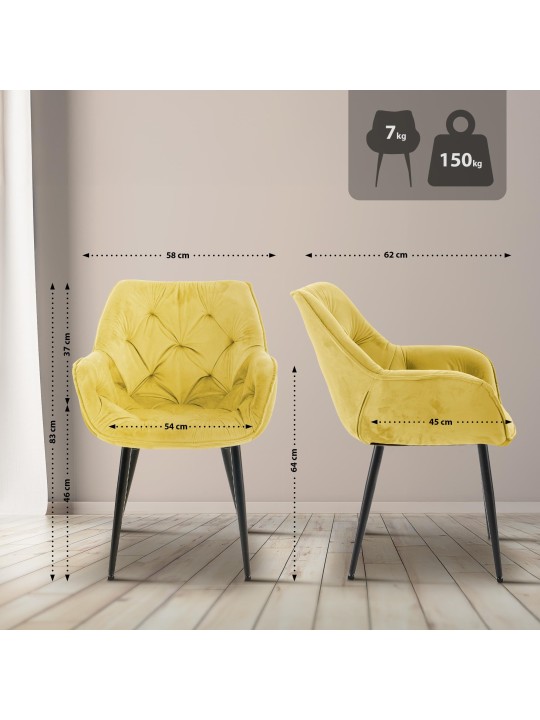 Chaise Tanna Velours, jaune