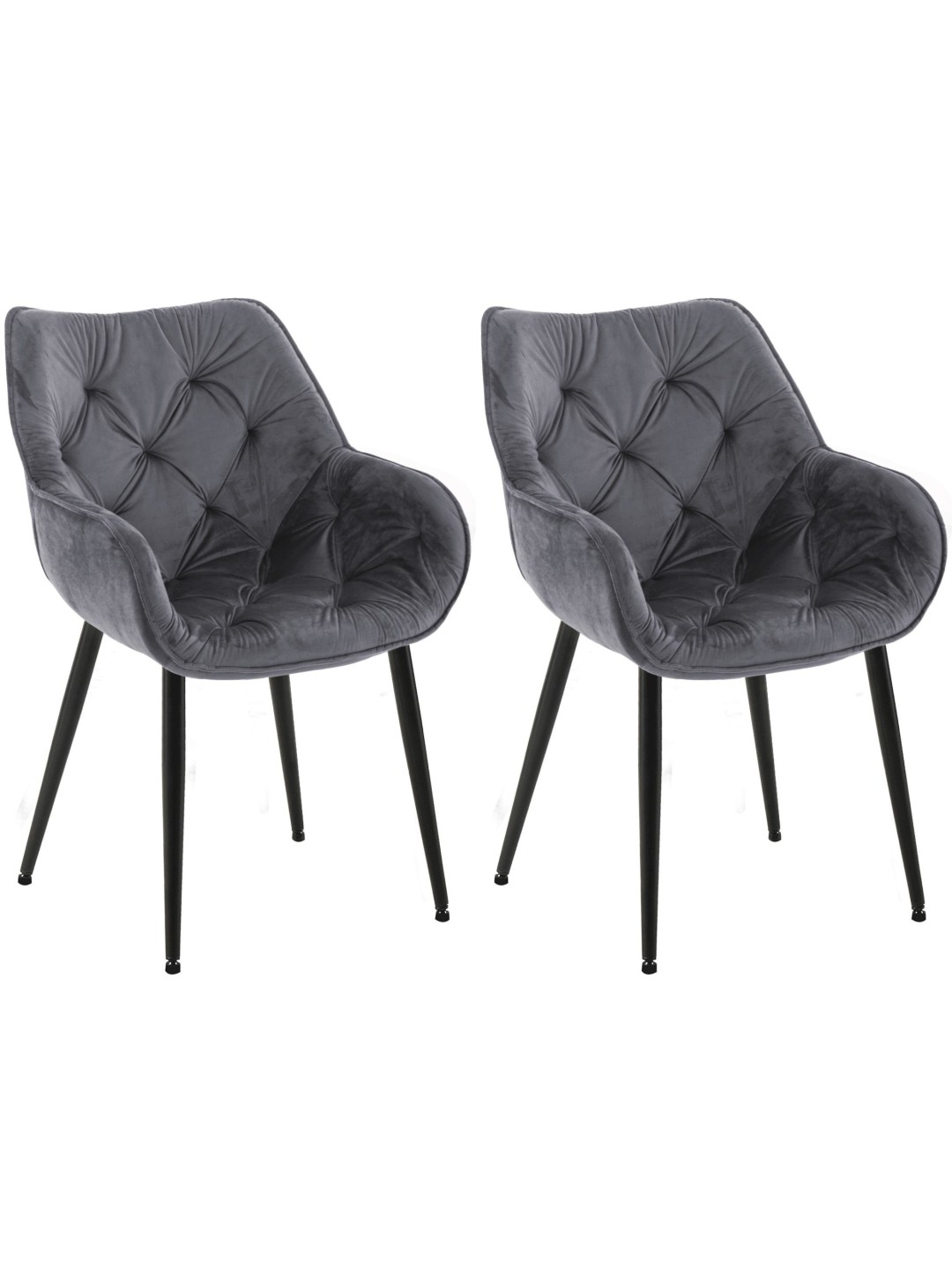 Lot de 2 chaises Tanna velours, gris foncé