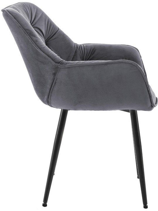 Lot de 2 chaises Tanna velours, gris foncé