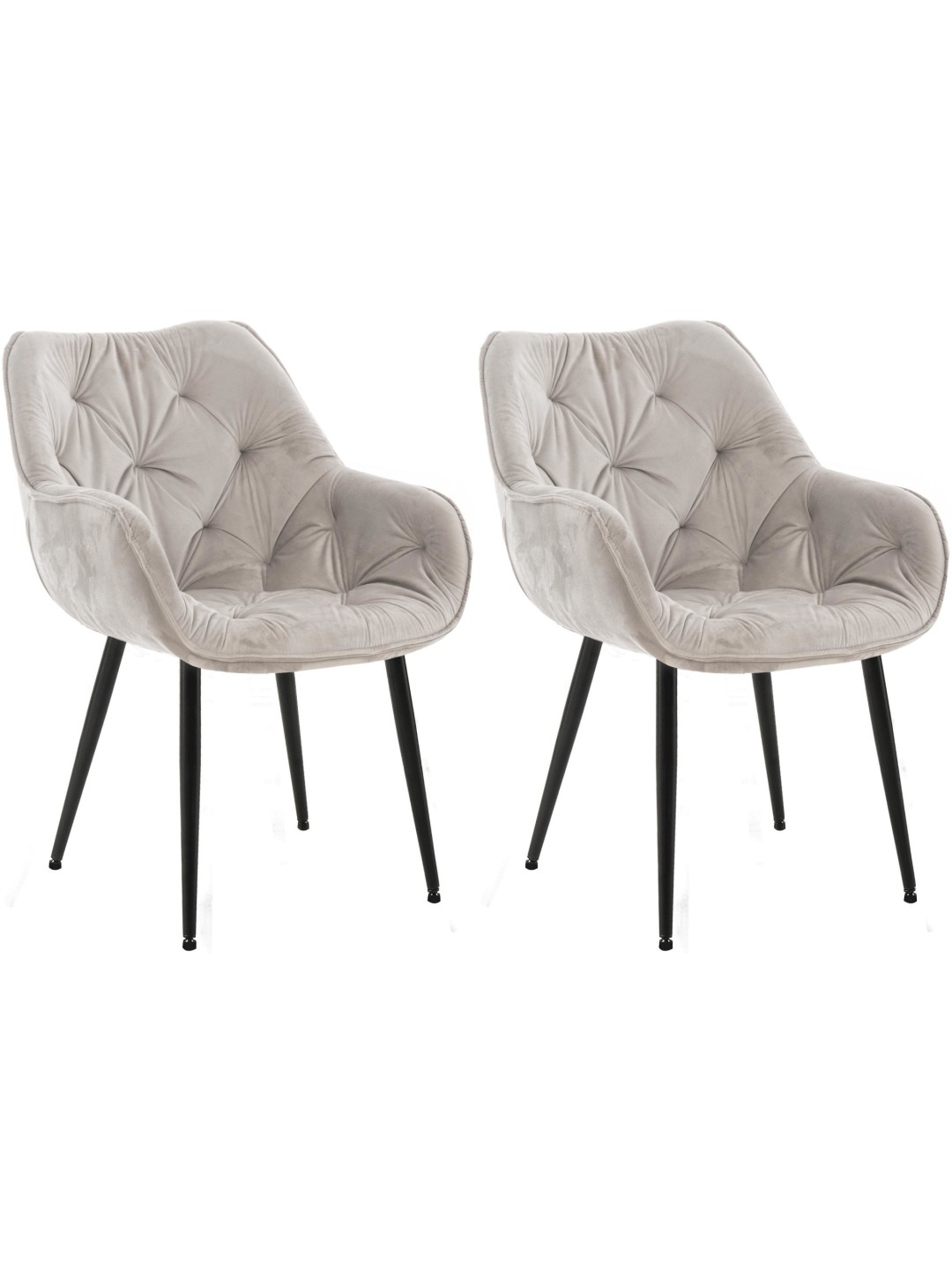 Lot de 2 chaises Tanna velours, gris