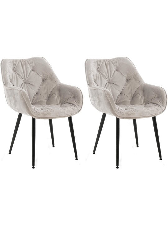 Lot de 2 chaises Tanna velours, gris