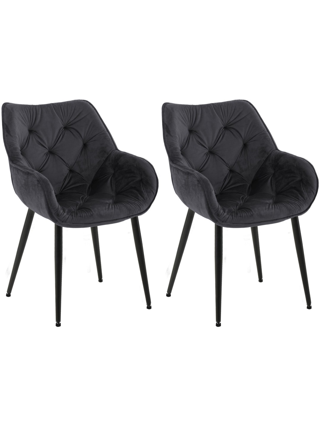 Lot de 2 chaises Tanna velours, noir