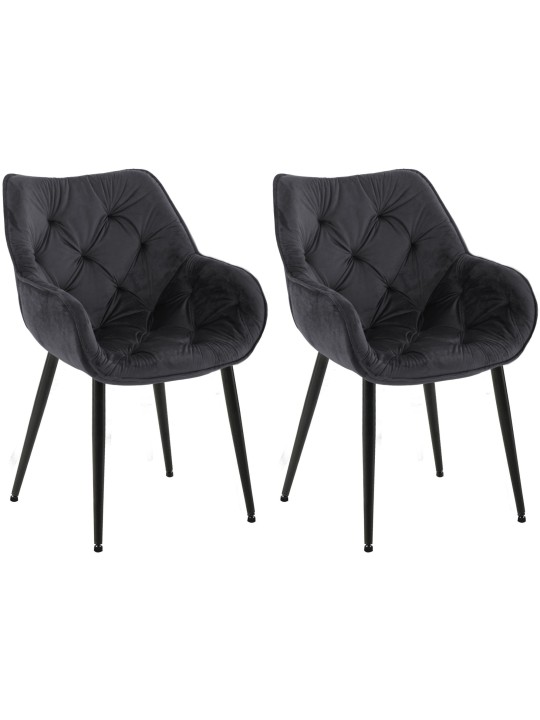 Lot de 2 chaises Tanna velours, noir