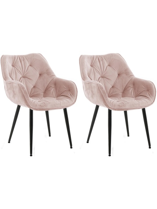 Lot de 2 chaises Tanna velours, rose