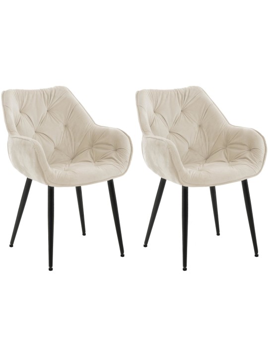 Lot de 2 chaises Tanna velours, crème