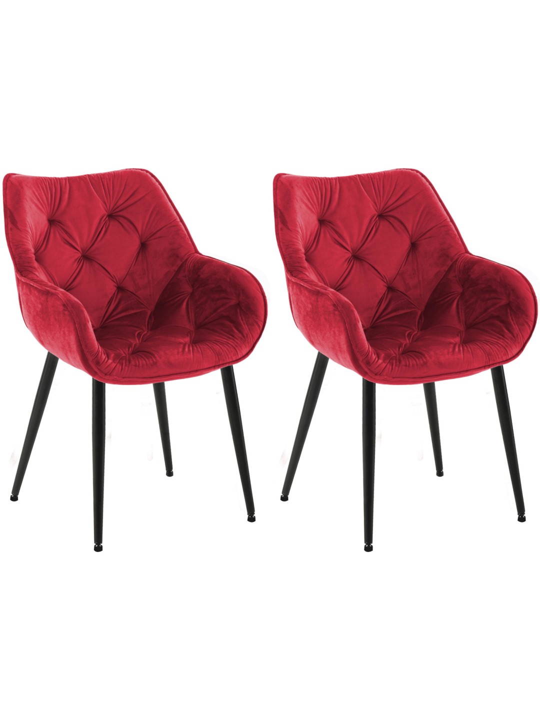 Lot de 2 chaises Tanna velours, rouge