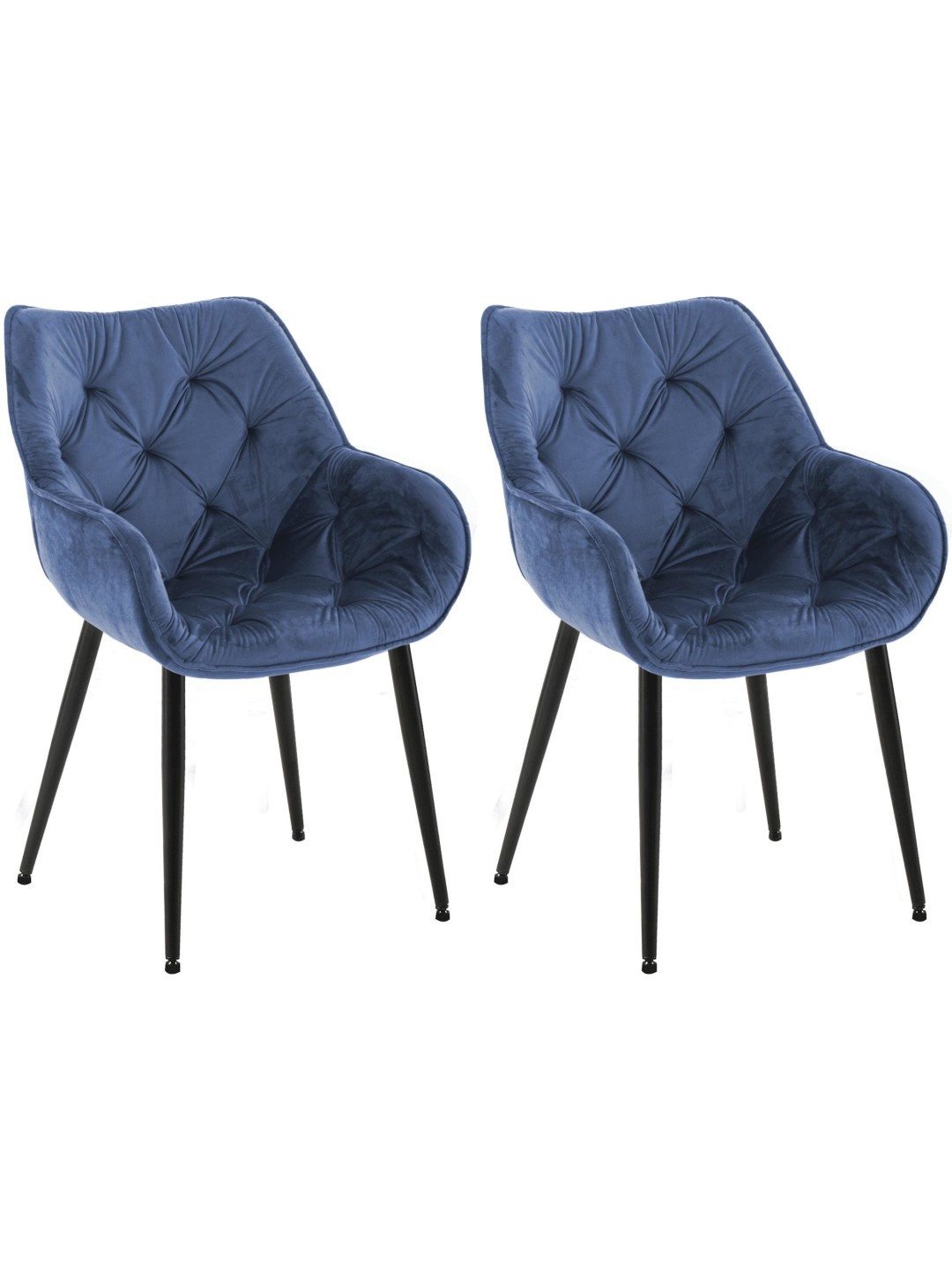 Lot de 2 chaises Tanna velours, bleu
